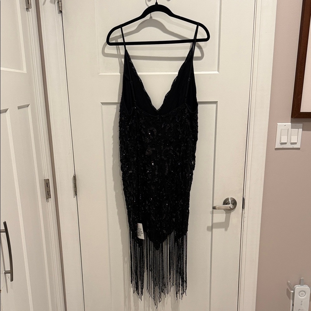 ASOS Edition Black Sequin Fringe Dress - Picture 5 of 7